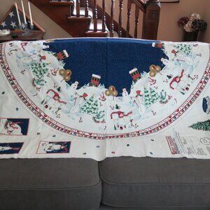 Vintage Daisy Kingdom Peppermint Hill Tree Skirt Table Cloth 3 Fabric Panels